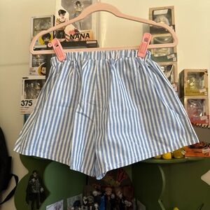 Blue and White Striped Shorts